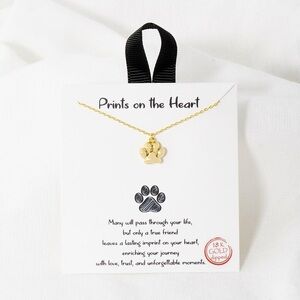 Gold Paw Pendant Necklace - Paw Print Charm